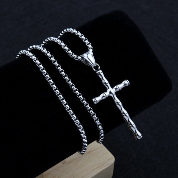 ❤️Fashionable Bamboo Cross Christian Pendant Necklace for women/men,N90201P196 - Picture 6 of 8